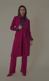 Gilet avvolgente lungo fucsia