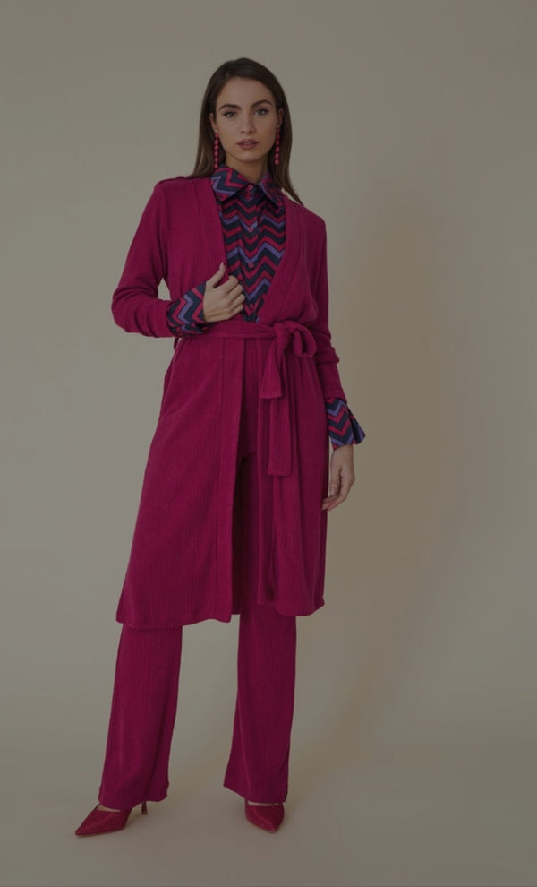 Fuchsia Wrap Long Cardigan