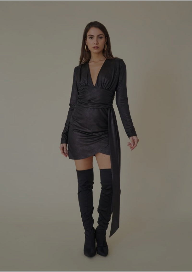 Elegant Black Draped Dress