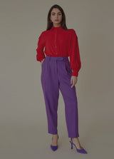 Pantaloni scintillanti viola