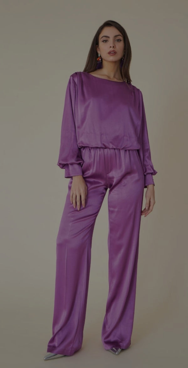 Elegant Purple Satin Pants