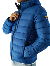 KELLER 100% recycled blue technical down jacket