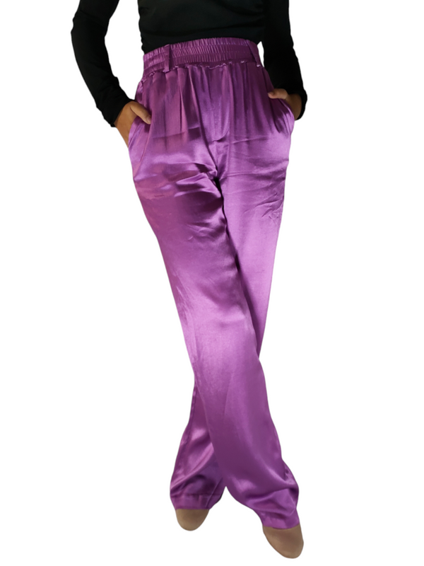Elegant Purple Satin Pants