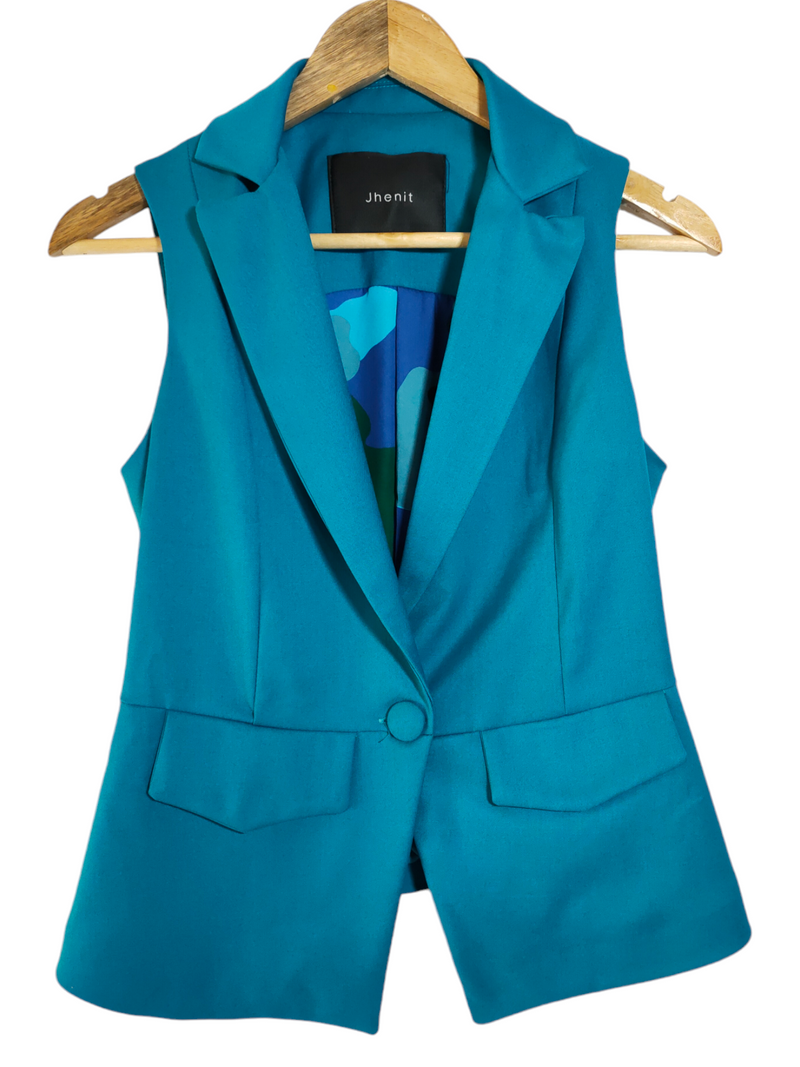 Gilet senza maniche blu con fodera mimetica