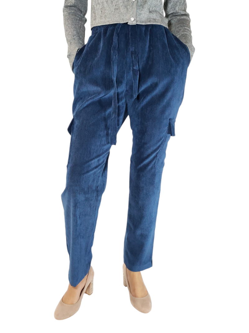 Pantaloni casual a coste blu