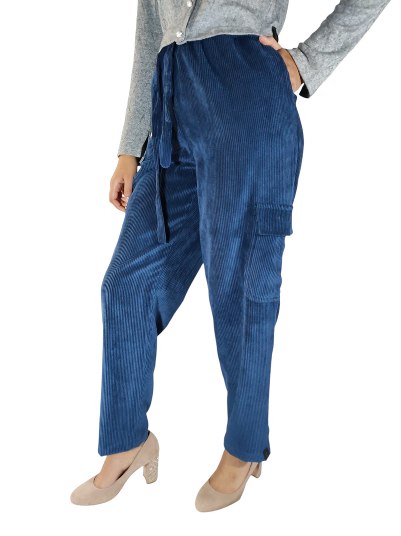 Pantaloni casual a coste blu