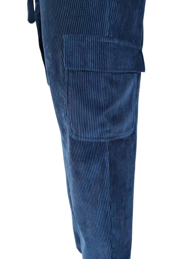 Pantaloni casual a coste blu