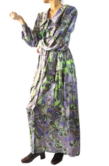 Printed Satin Long Dress
