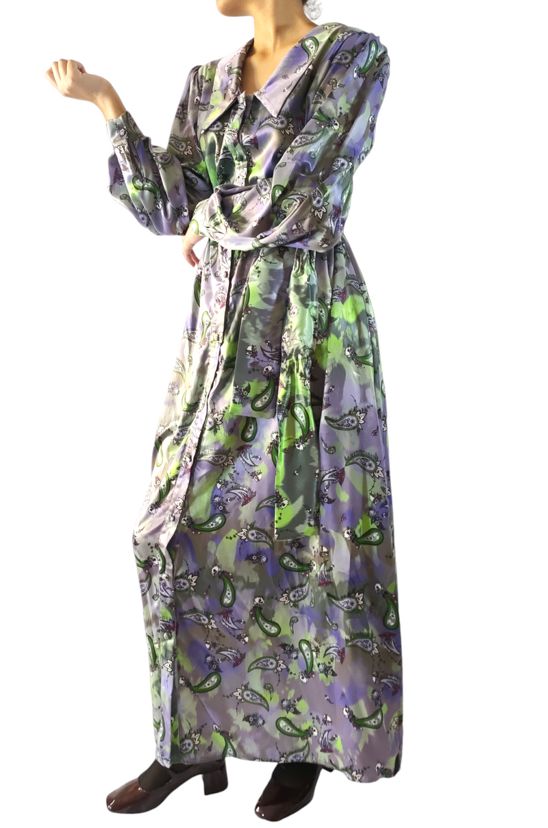 Printed Satin Long Dress