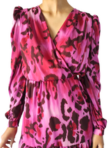 Fuchsia Leopard Print Flared Dress