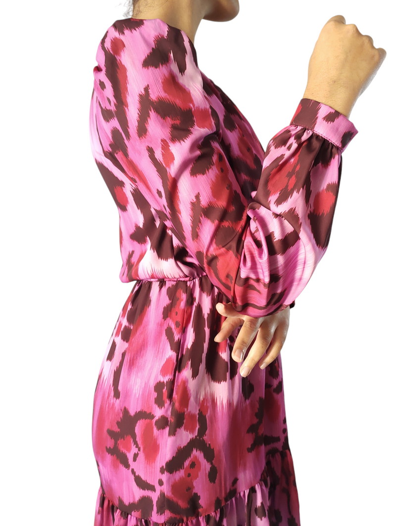 Fuchsia Leopard Print Flared Dress