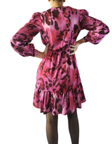 Fuchsia Leopard Print Flared Dress