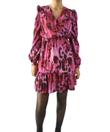 Fuchsia Leopard Print Flared Dress