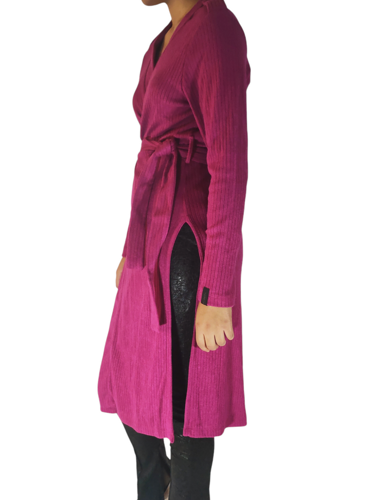 Gilet avvolgente lungo fucsia