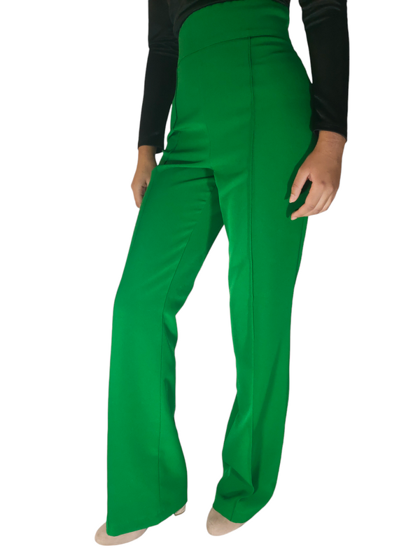 Pantalon Vert Évasé Chic