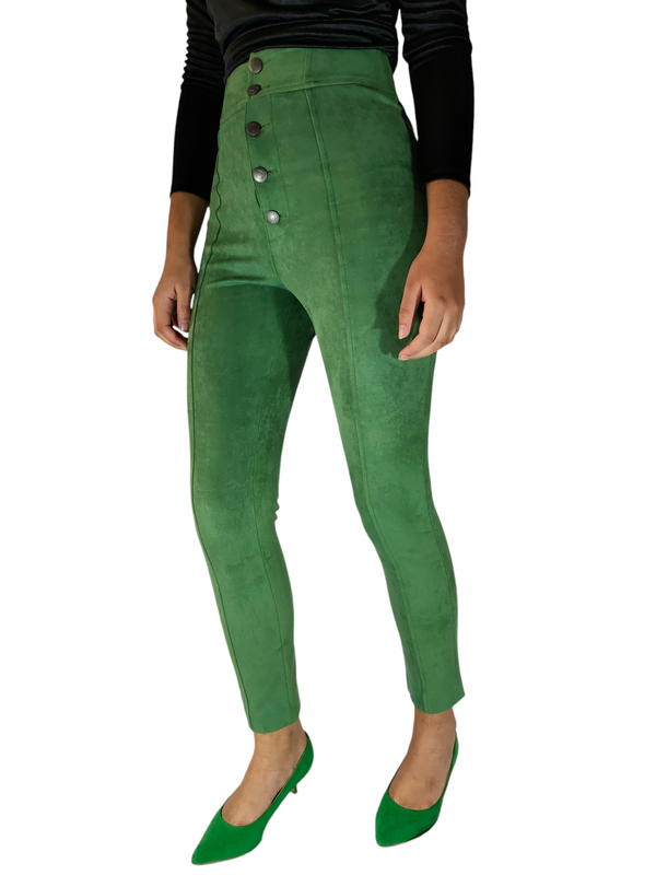 Green High Waisted Velvet Pants