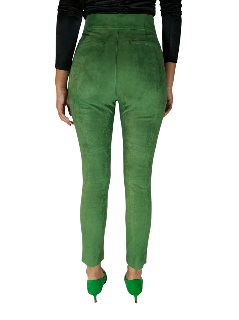 Green High Waisted Velvet Pants