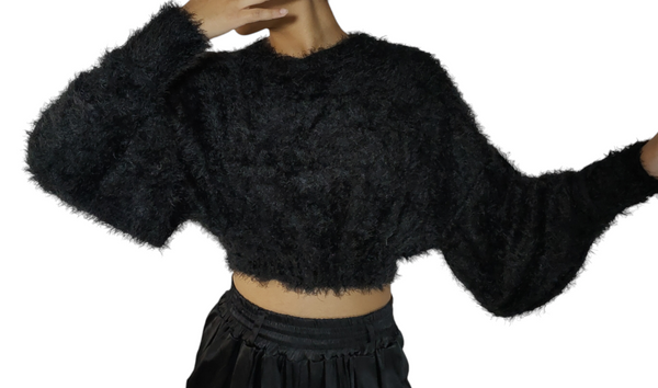 Black Mohair Effect Doudou Sweater