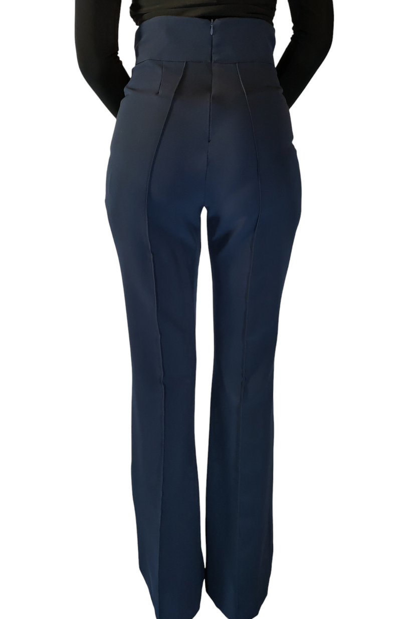 Midnight Blue High Waisted Flared Pants