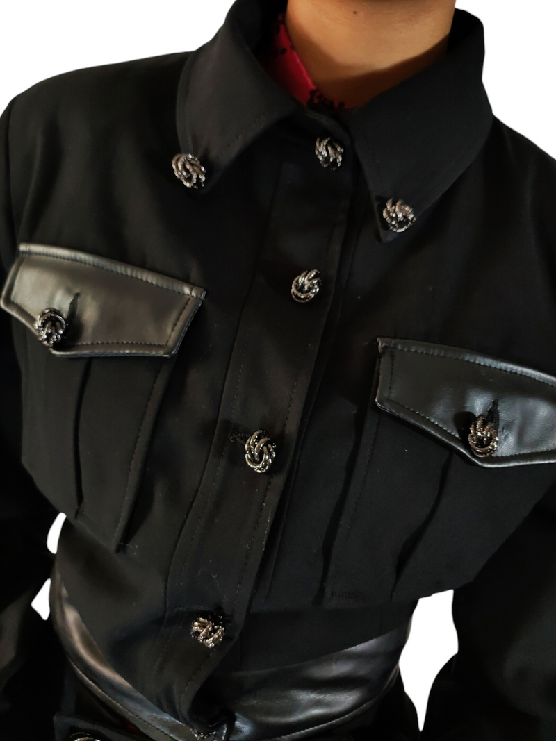 Black Jacket With Jeweled Buttons