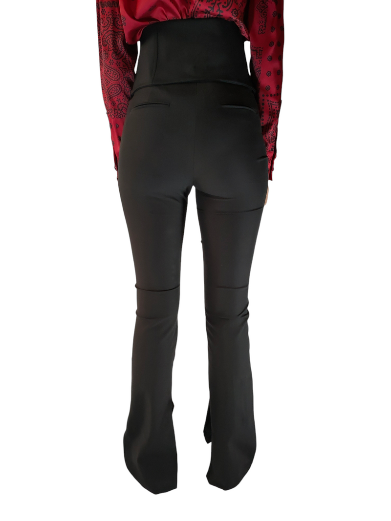 Buttoned Corset-Belt Flared Pants
