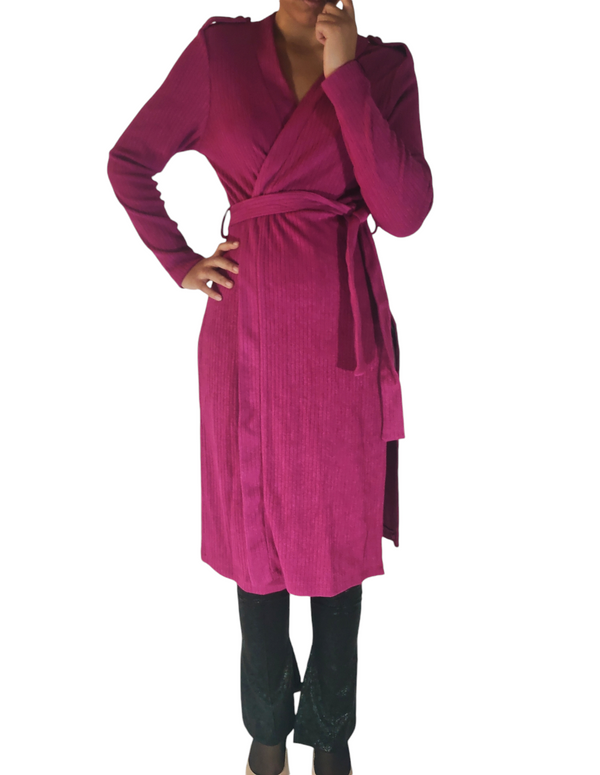 Fuchsia Wrap Long Cardigan
