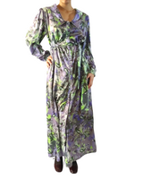 Printed Satin Long Dress