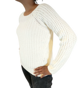 White Ribbed Knit Sweater