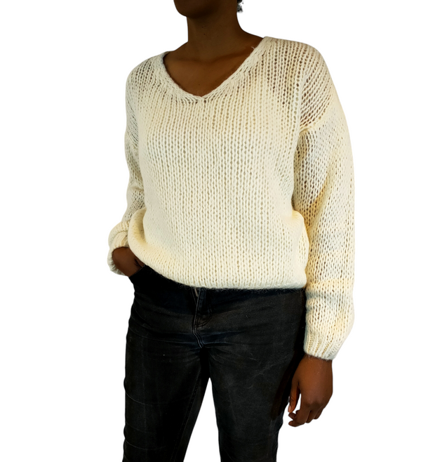 Comfortable White Knitted Sweater
