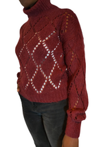 Diamond Patterned Knitted Turtleneck Sweater