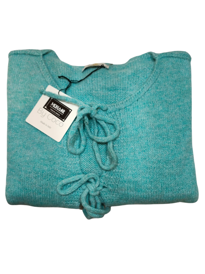 Cardigan in maglia viola con lacci