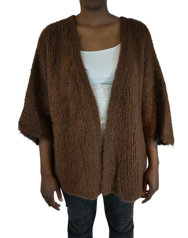 Brown Loose Sleeve Wool Vest