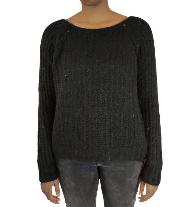 Black Knitted Wool Sweater