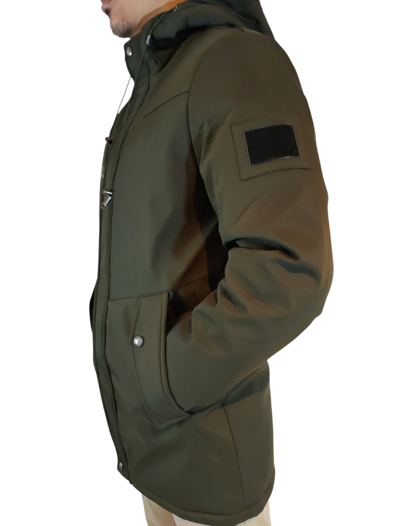 Parka lungo beige con cappuccio