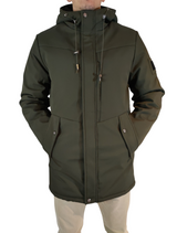 Parka lungo beige con cappuccio