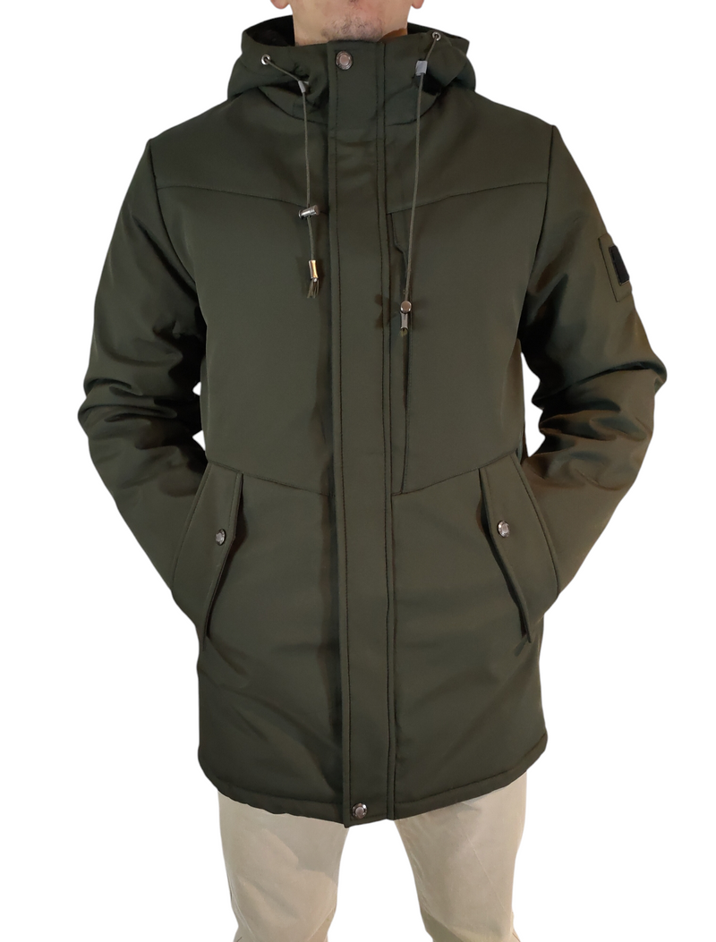 Parka lungo beige con cappuccio
