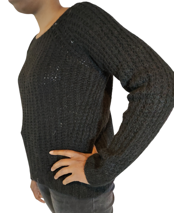 Black Knitted Wool Sweater