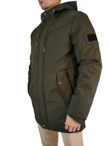 Parka lungo beige con cappuccio